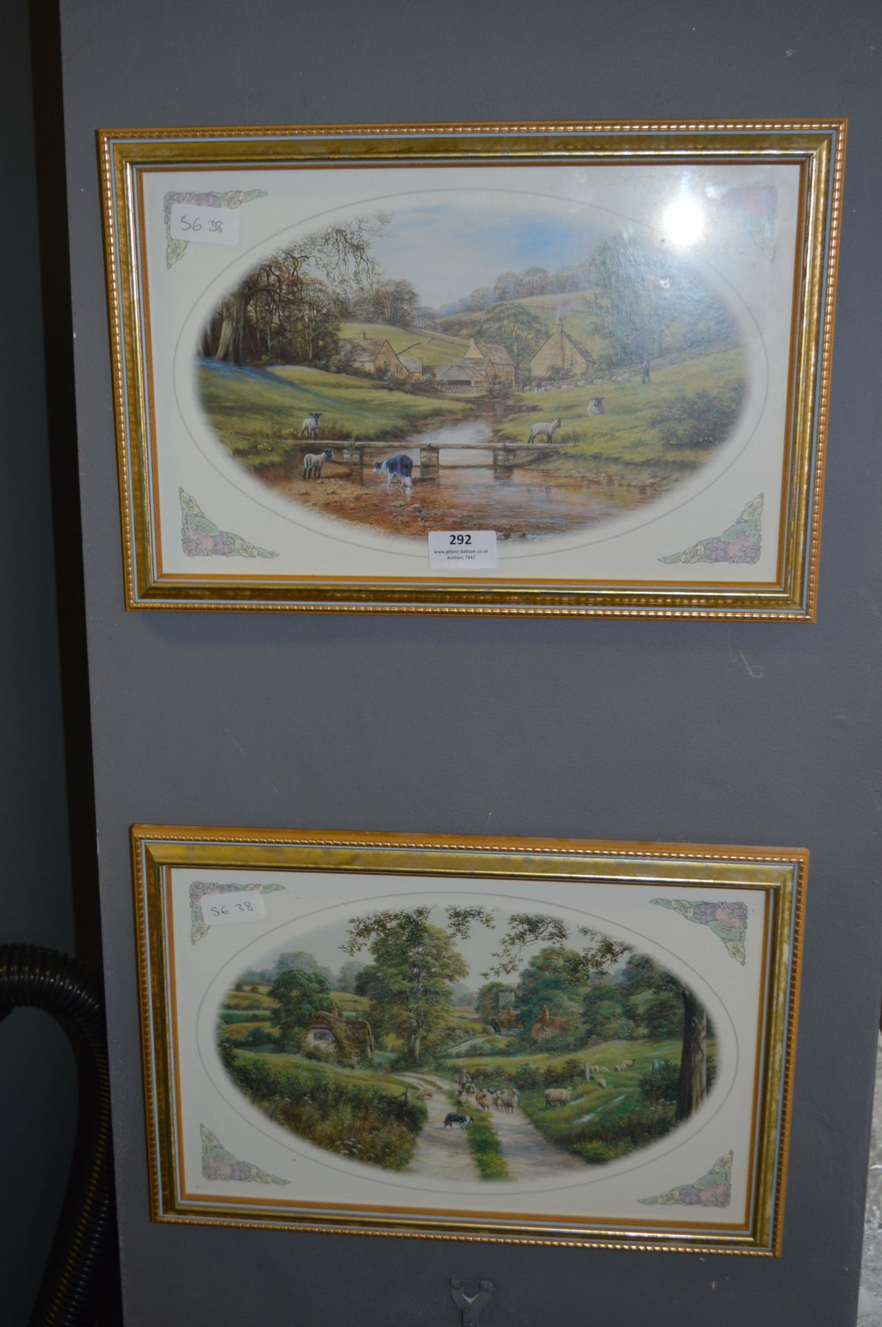 Pair of Gilt Framed Prints - Country Framing Scene