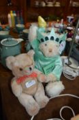 Mrs New York Plush Fur Teddy Bear and Another