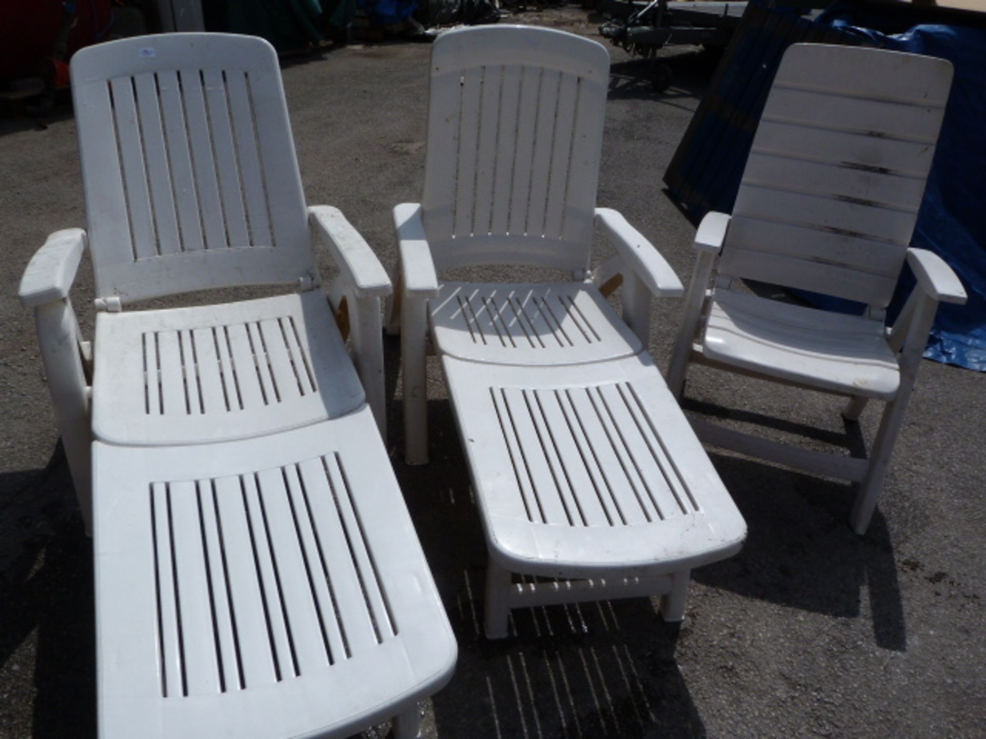 Three Folding Plastic Garden Chairs