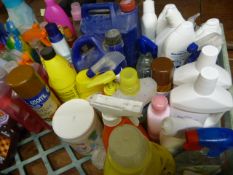 Large Box of Part Used Household Cleaning Products