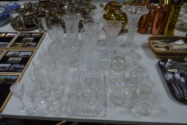 Large Selection of Cut Glass Vases, Fruit Bowls, T