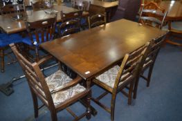 Oak Refectory Table with Four Dining Chairs and Tw