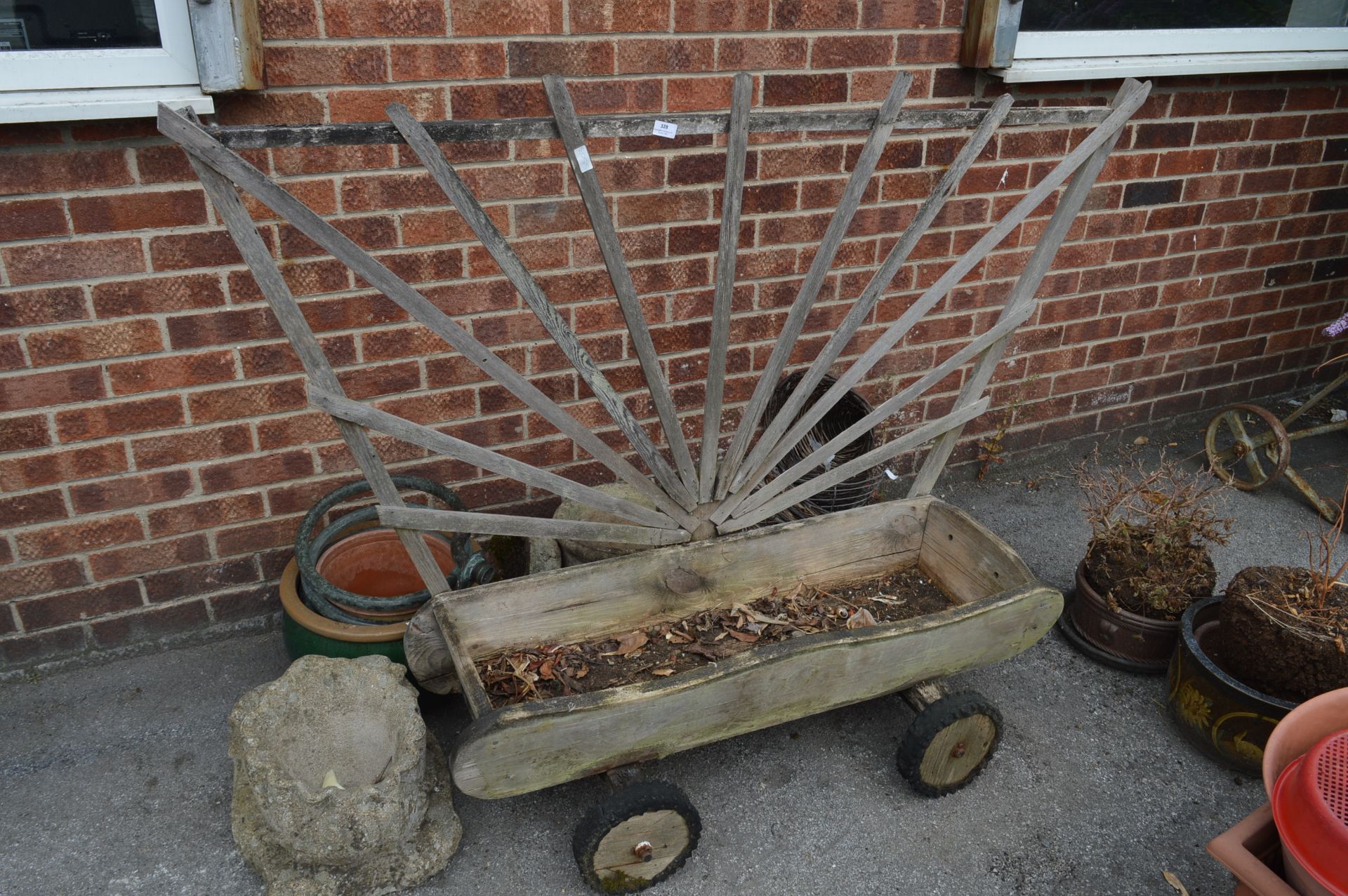 Large Wooden Plant Trough, Glazed Planters, Concre