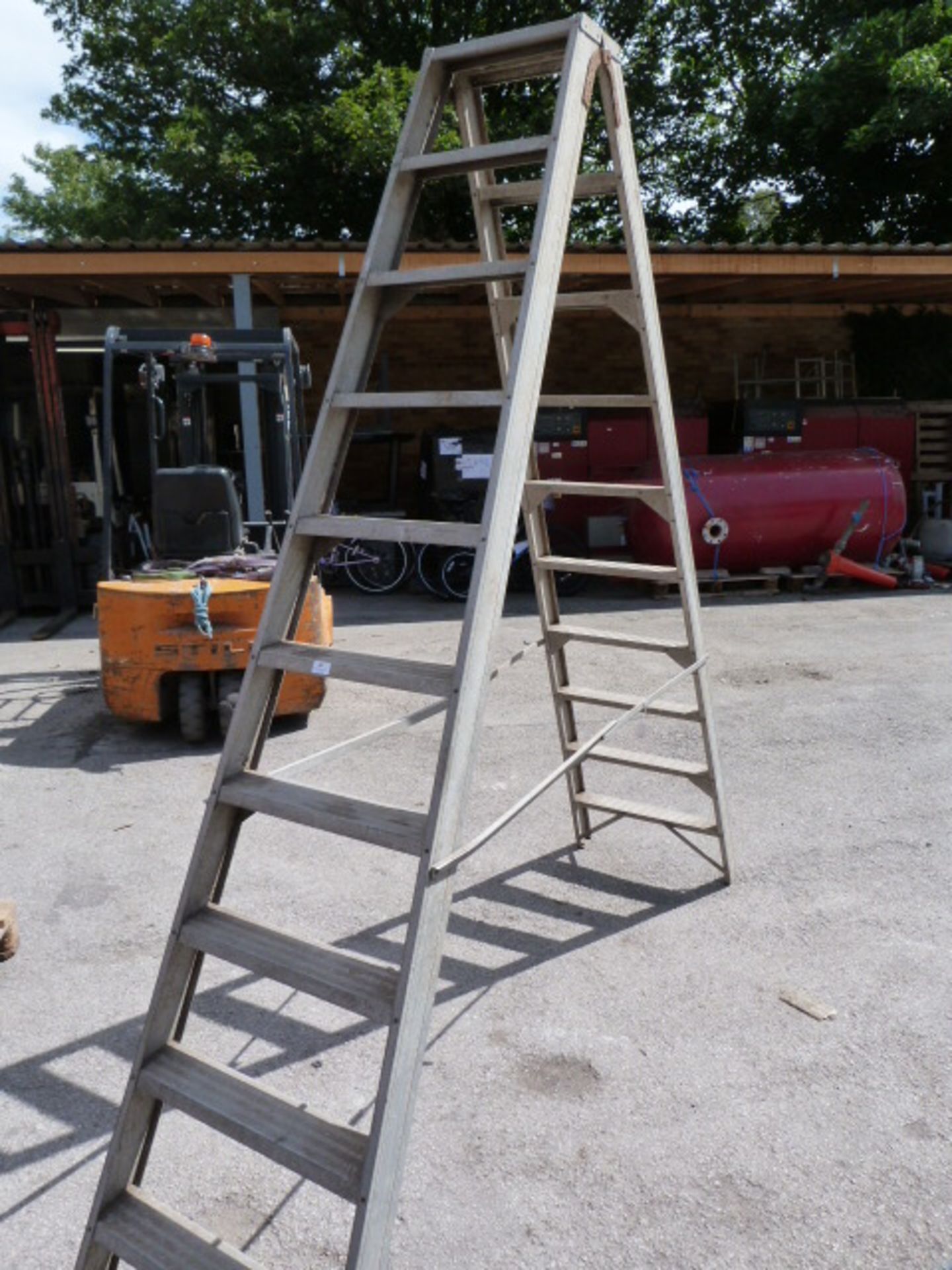 Set of Nine Tread Double Sided Aluminum Step Ladders