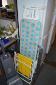Clothes Airer, Framed Mirror, Ironing Board and a