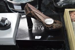 Pair of Ladies Catwalk Faux Snakeskin High Heel Shoes Size: 6