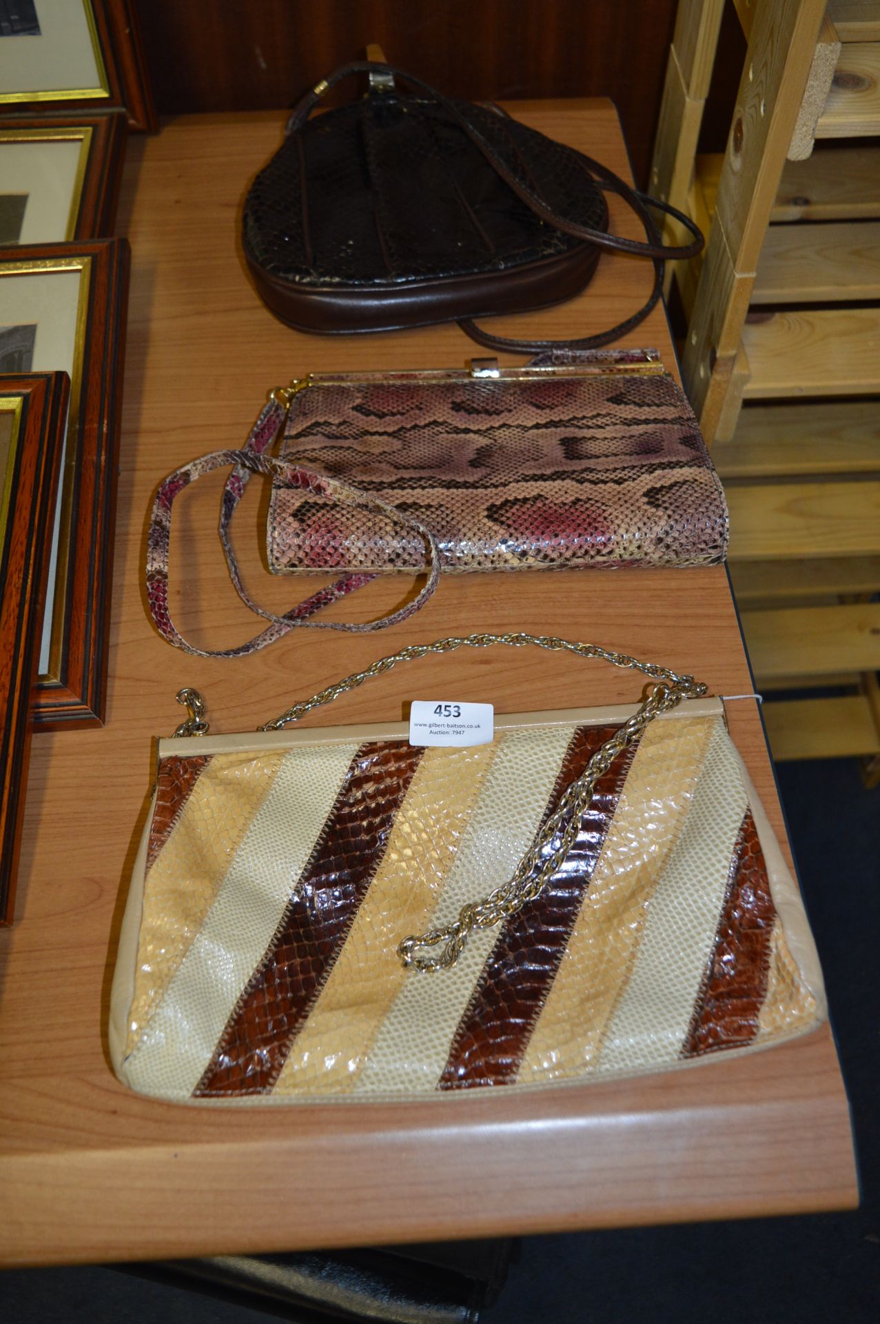 Set of Three Vintage Snakeskin Handbags