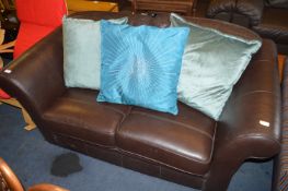 Brown Leatherette Two Seat Sofa