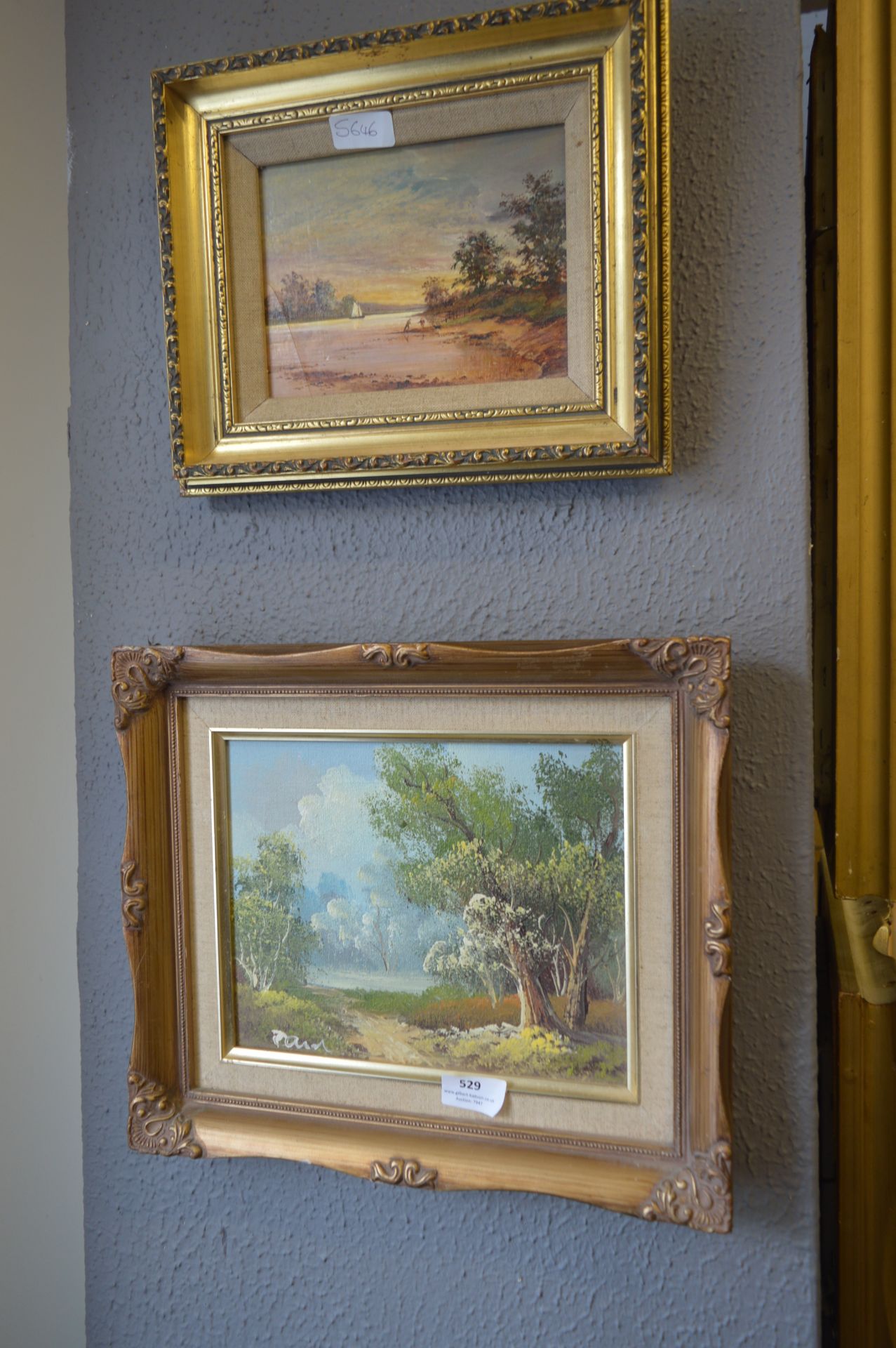 Two Gilt Framed Oil Paintings - Country River Scen