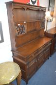 Priory Style Oak Welsh Dresser with Linen Fold Pan