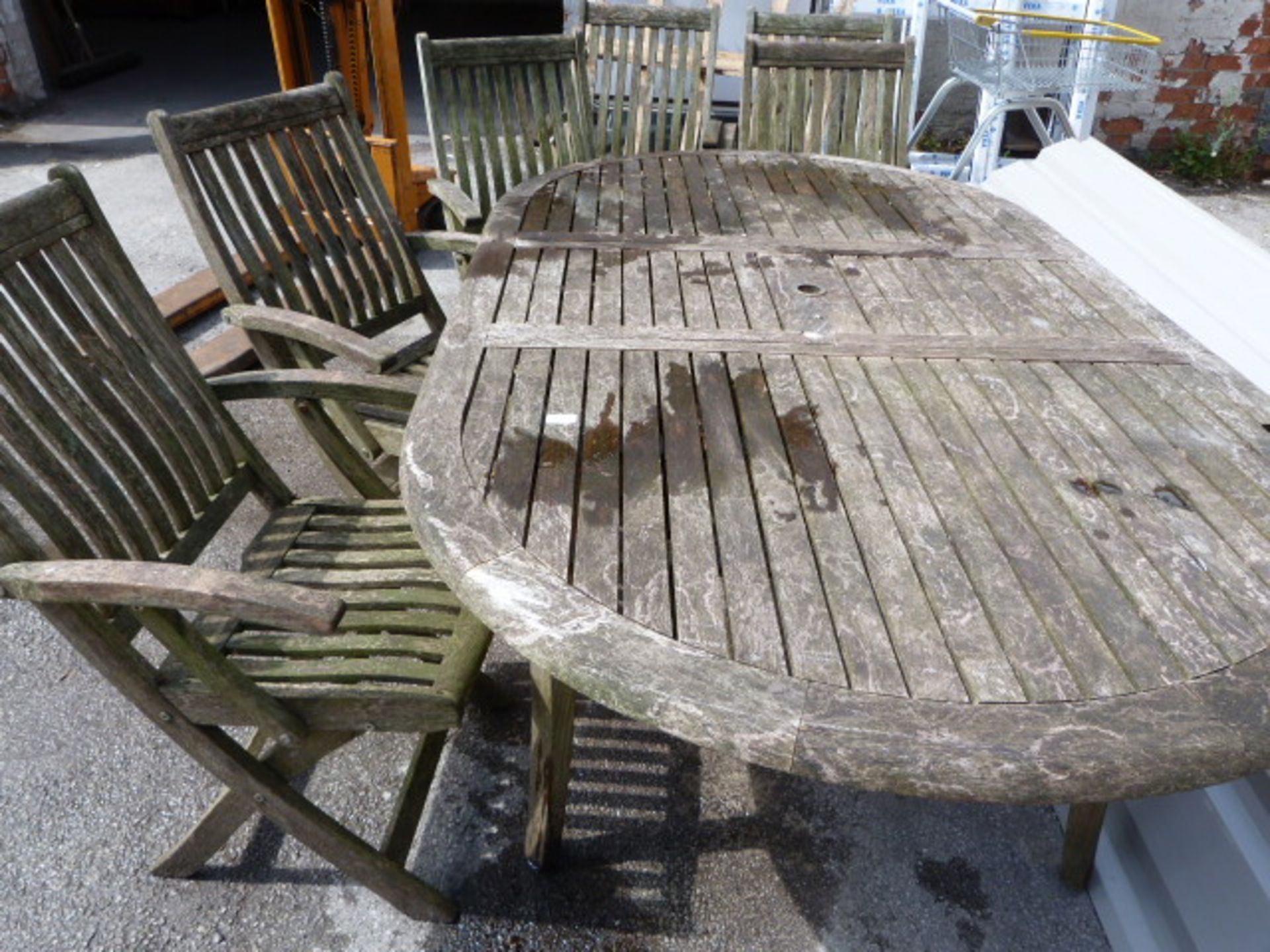 Wooden Garden Table and Six Chairs
