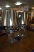 Pair of Chrome & Glass Six Branch Table Lamps with