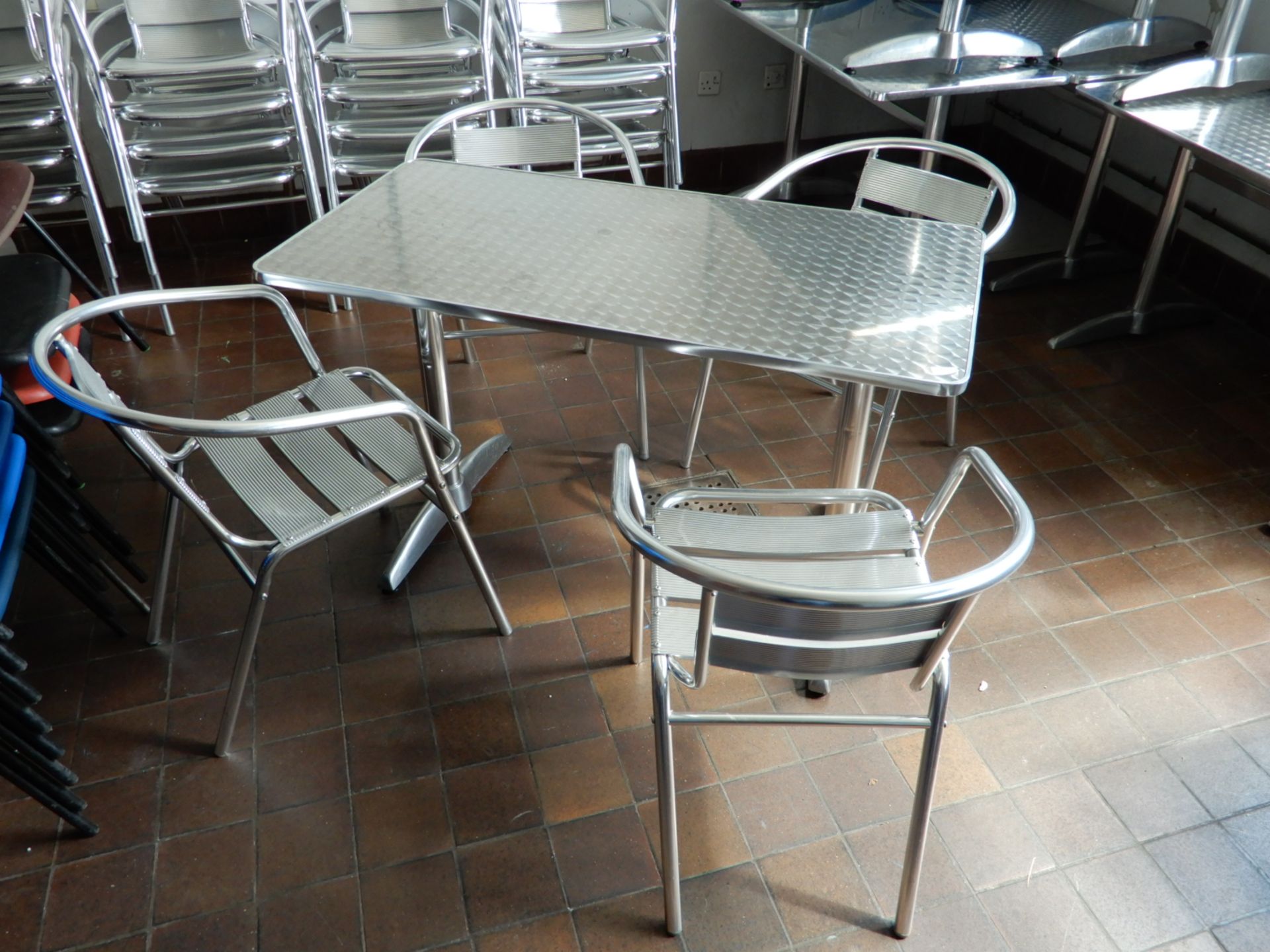 *Rectangular Aluminium Table with Four Stackable T