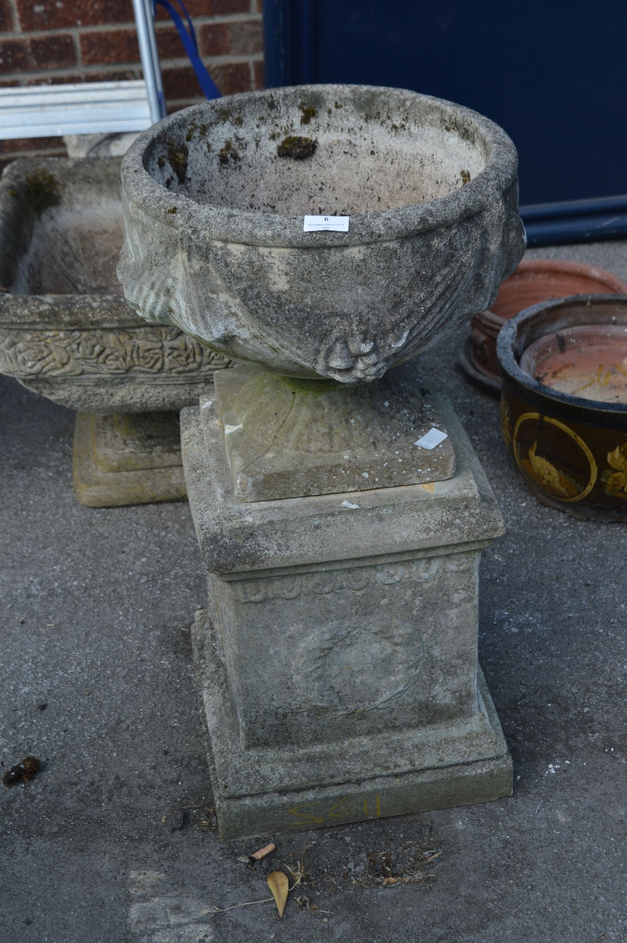 Concrete Garden Urn on Plinth