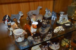 Collection of Pottery Dog Figurines - Schnauzers,