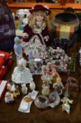 Ornaments, Pot Headed Doll, Glassware, etc.