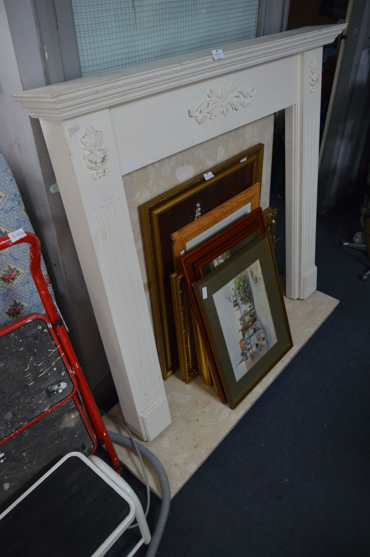 White Painted Adam Style Fire Surround with Marbl