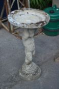 Concrete Birdbath with Cherub Support