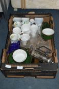 Box Containing Drinking Glassware and Mugs