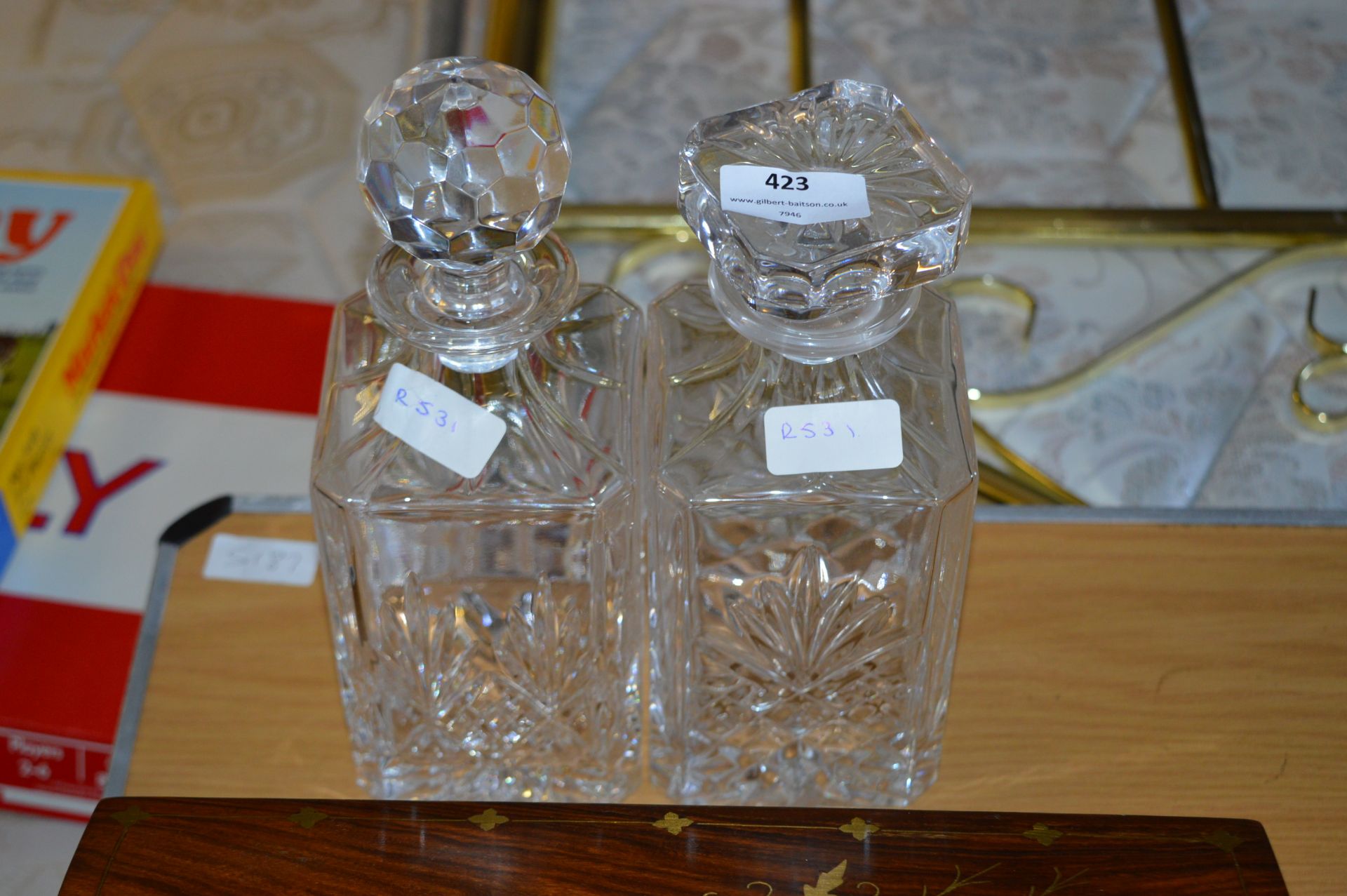 Two Lead Glass Decanters