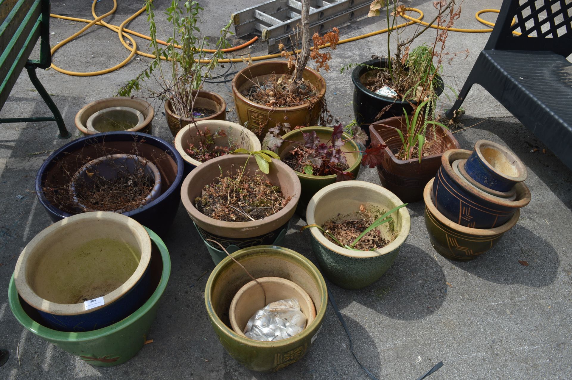 Quantity of Large Colour Glazed Plant Pots