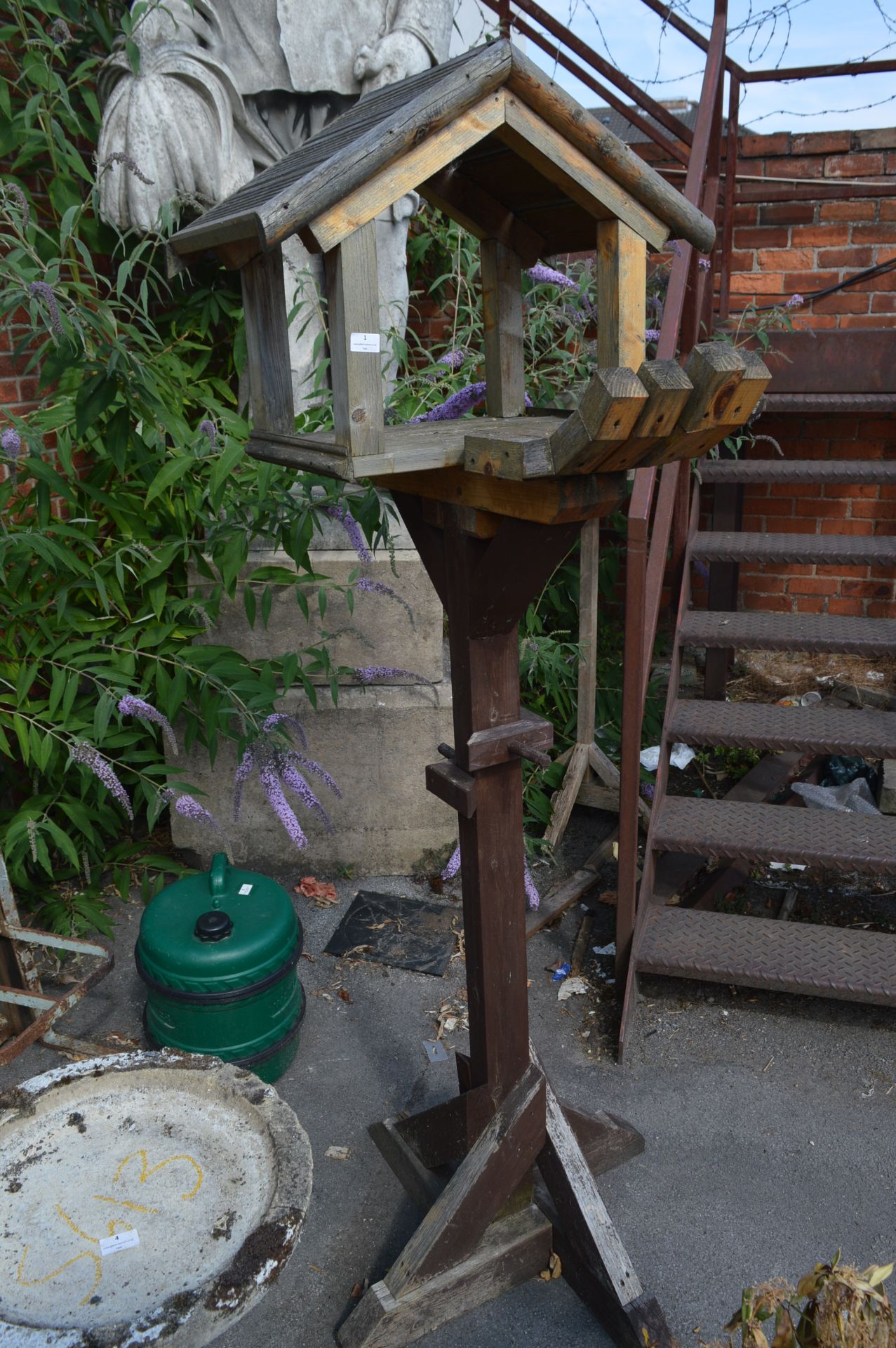 Tall Wooden Bird Feeder Stand