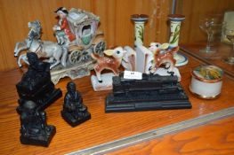 Collection of Ornaments; Pottery Carriage and Hors