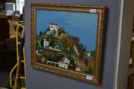 Gilt Framed Oil Painting - Continental Town Scene