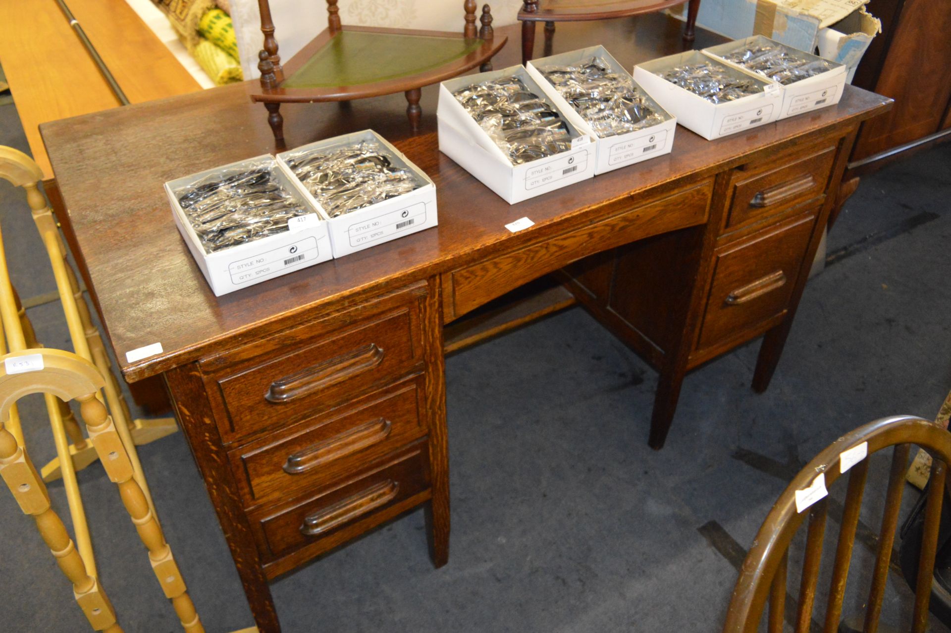 Oak Twin Pedestal Desk