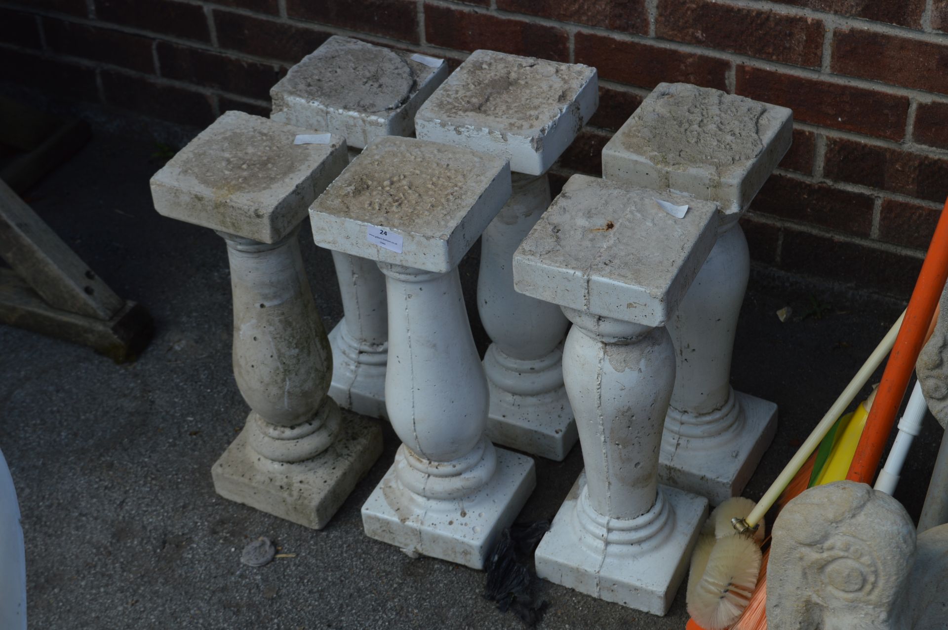 Set of Six Garden Wall Balustrade Pillars