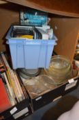 Oven Glassware, Mixing Bowls, Pyrex, Books, etc.
