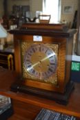 German Wood Cased Brass Faced Mantel Clock