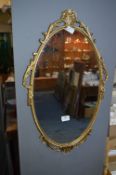 Oval Decorative Gilt Framed Wall Mirror
