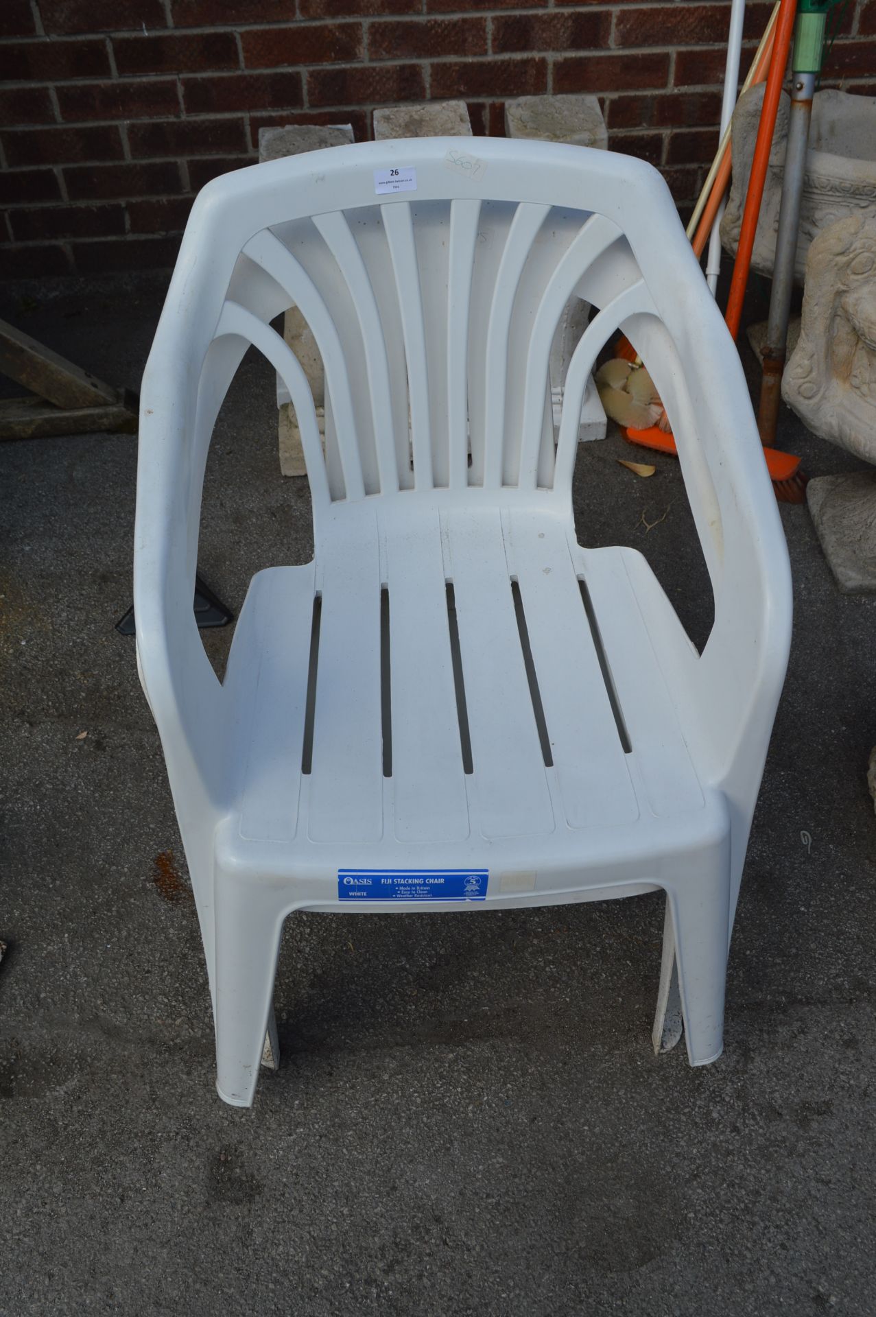 Pair of White Plastic Garden Chairs