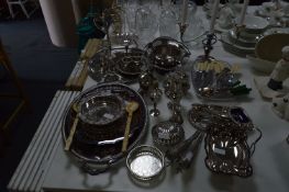 Large Quantity of Silver Plated Ware; Trays, Condi