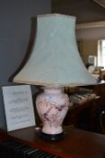 Pink Bird and Floral Decorative Pottery Table Lamp