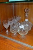 Cut Glass Decanter and Goblets