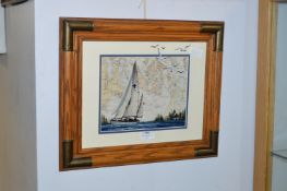 Framed Oil Painting - Sailing Yacht by Betty Vestu