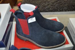 Catesby Navy Blue & Red Suede Leather Ankle Boots