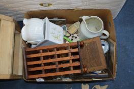 Box Containing Pine Egg Holder, Plant Pots, Potter