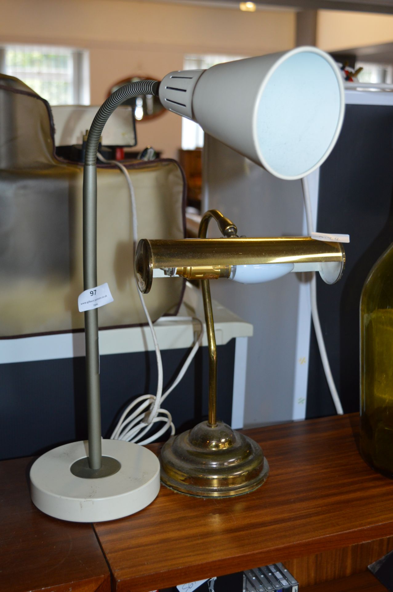 Anglepoise Desk Lamp and a Brass Reading Lamp
