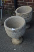 Pair of Reconstituted Limestone Planters on Stands