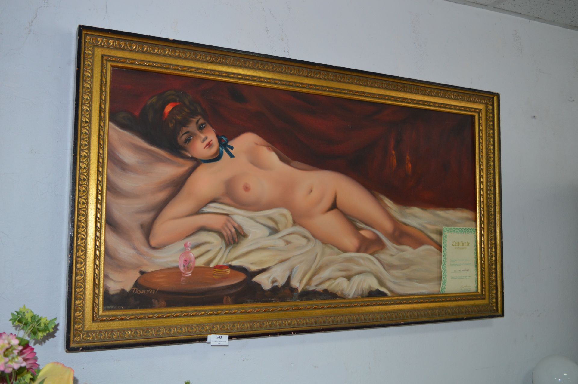 Gilt Framed Oil on Painting on Canvas - Nude Lady