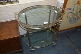 Brass Effect Two Teir Gallery Tray Trolley