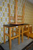 Three Beech Framed Vinyl Seated Stools