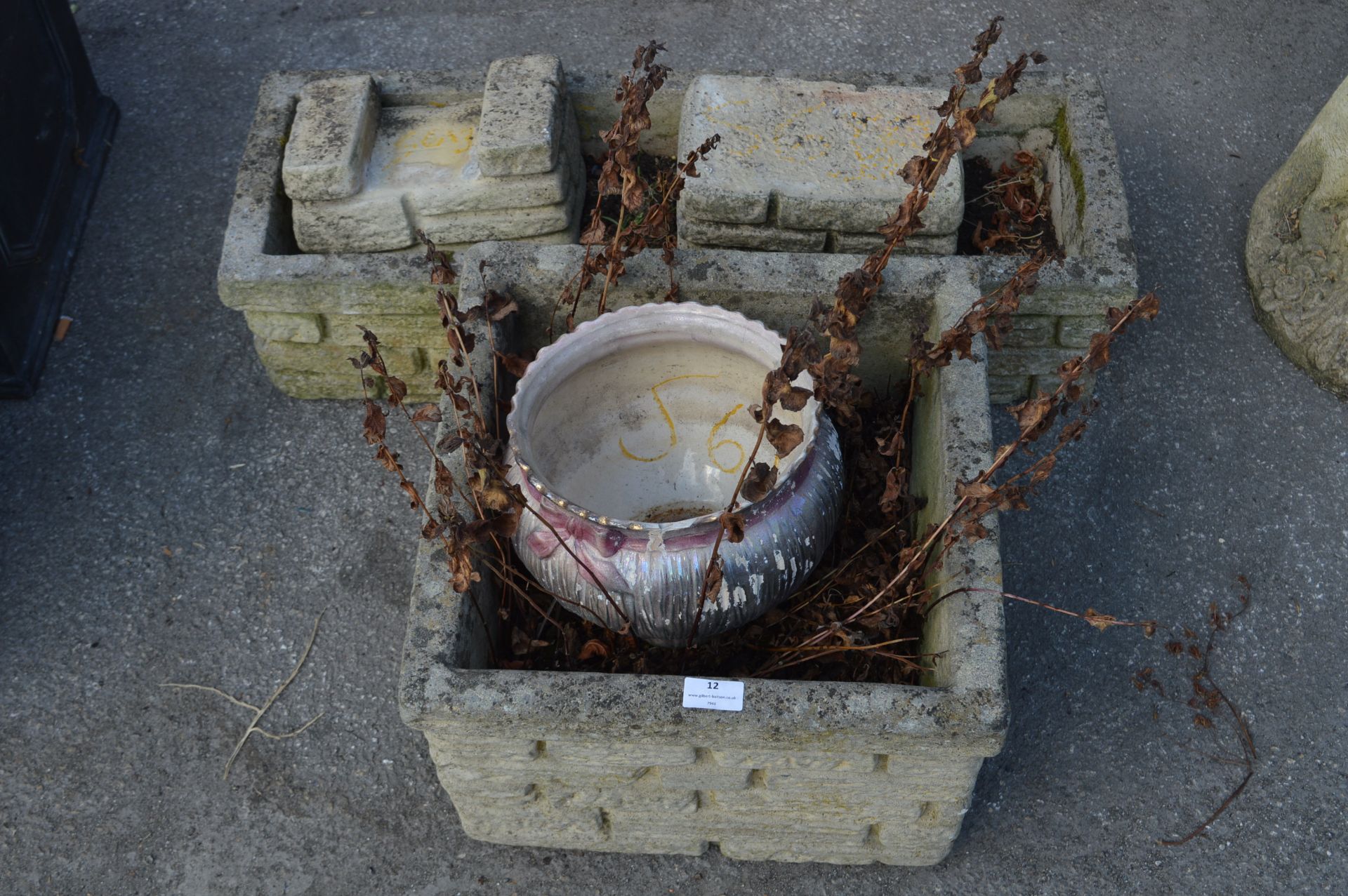 Concrete Plant Trough and a Square Planter with Br