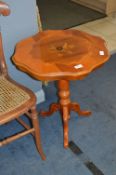 Italian Inlaid Walnut Pedestal Side Table