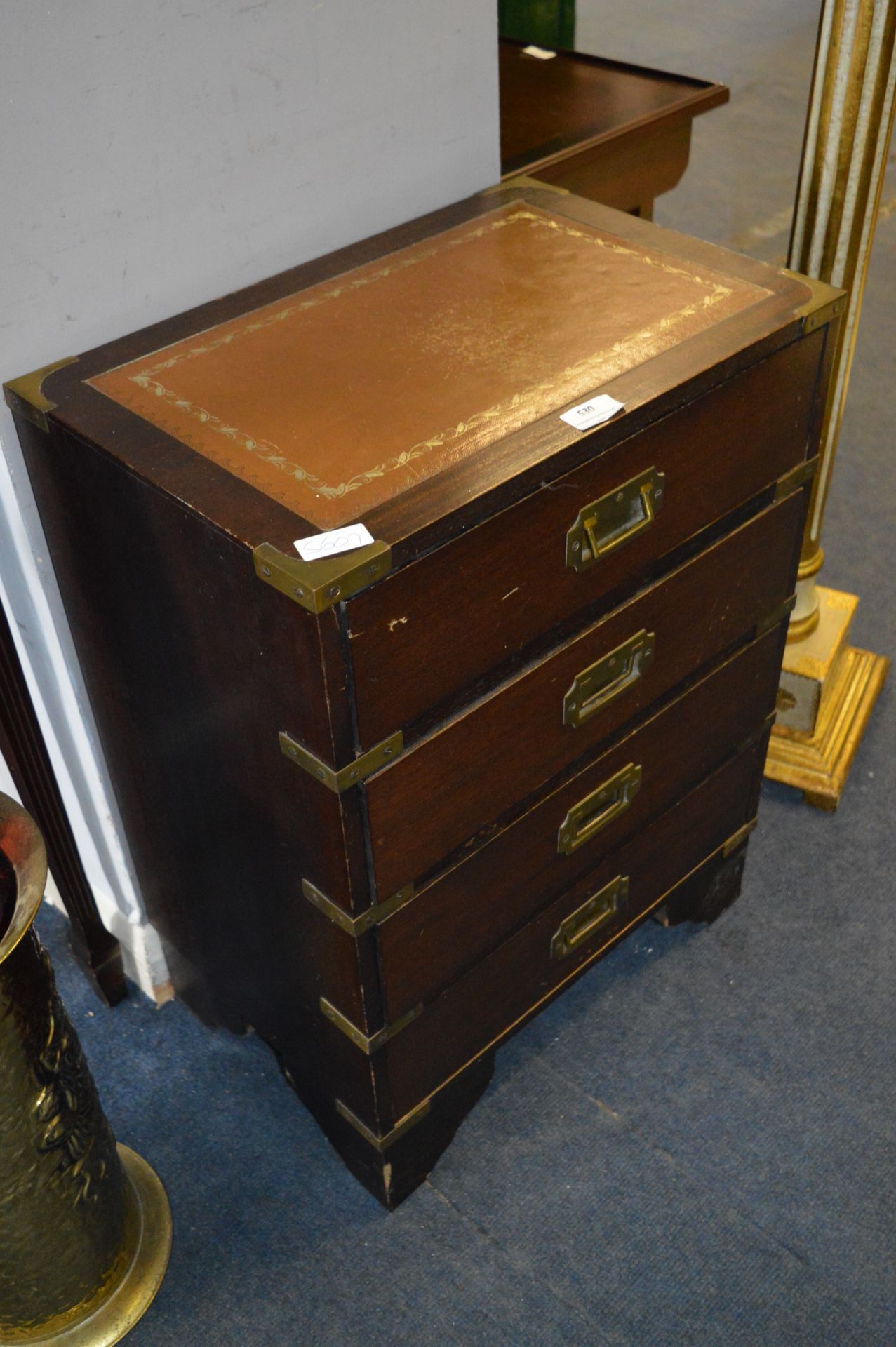 Brass Bound Mahogany Four Height Chest