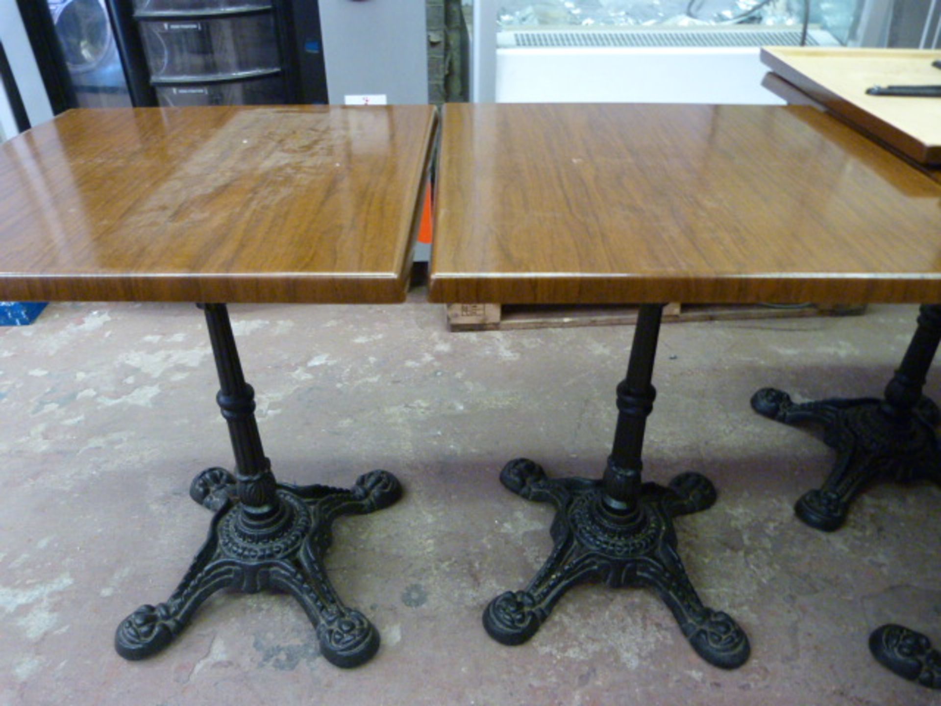 *Pair of Tables with Cast Iron Bases 24"x24"