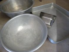 Aluminium Tray, Two Aluminium Bowls, etc.